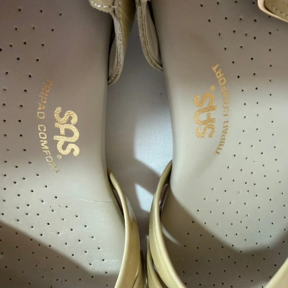 SAS Duo Beige Leather Strappy Tripad Comfort Slingback Sandals Size 7.5 S Slim